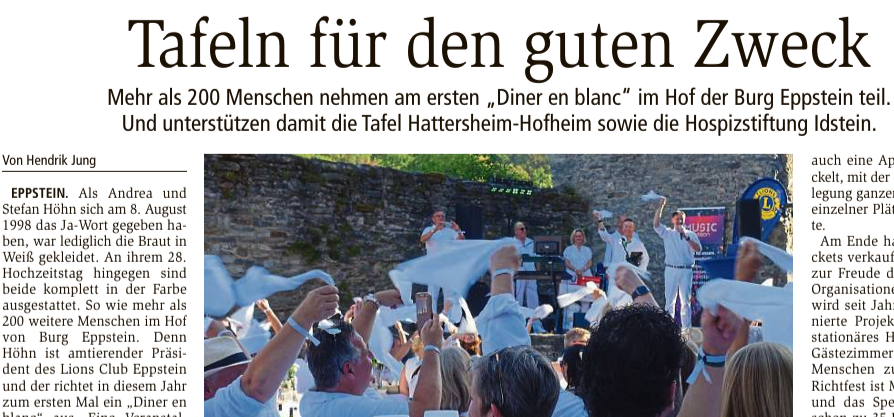 Erstes „Diner en blanc“ im Hof der Burg Eppstein